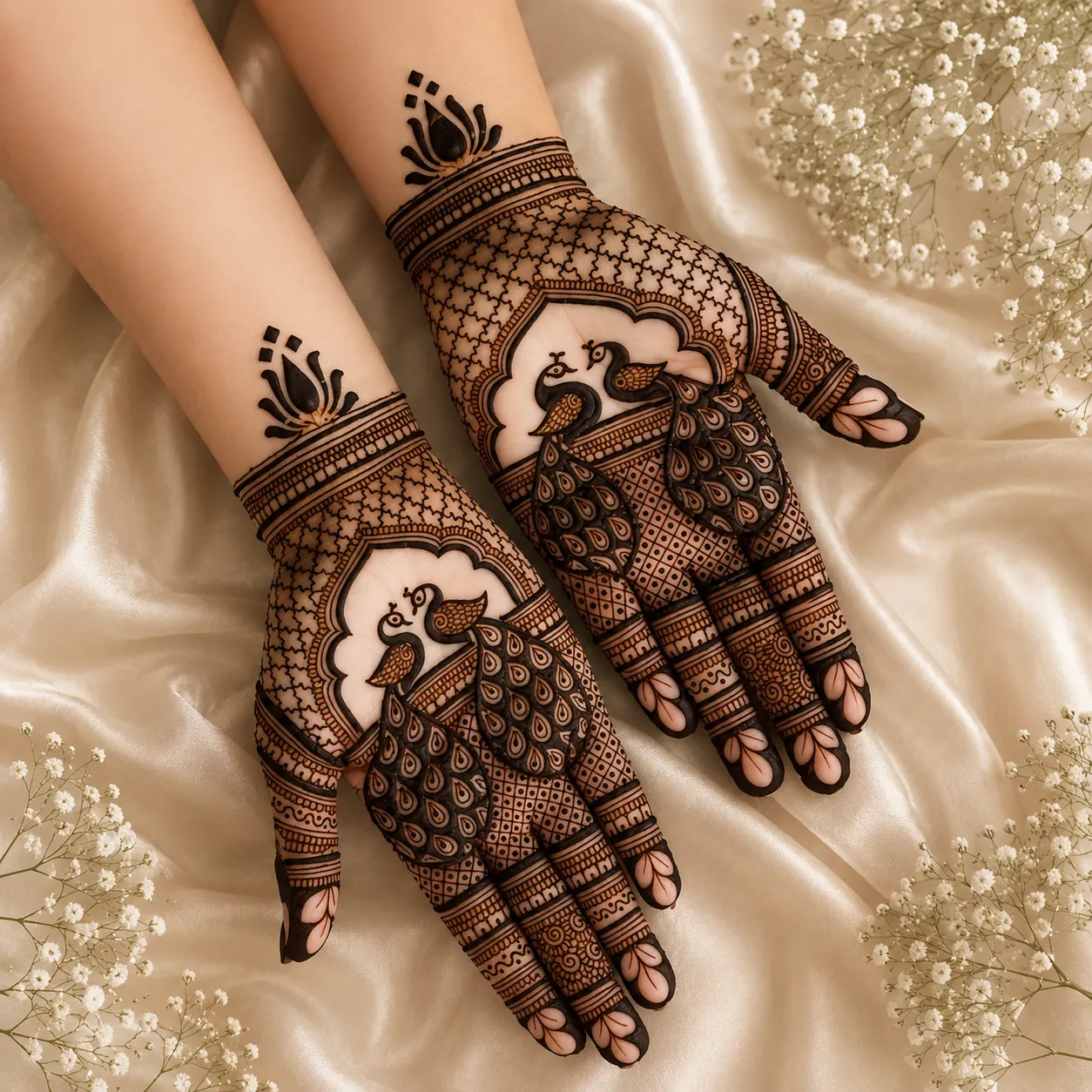 Krishna Mehndi Design Front Hand
