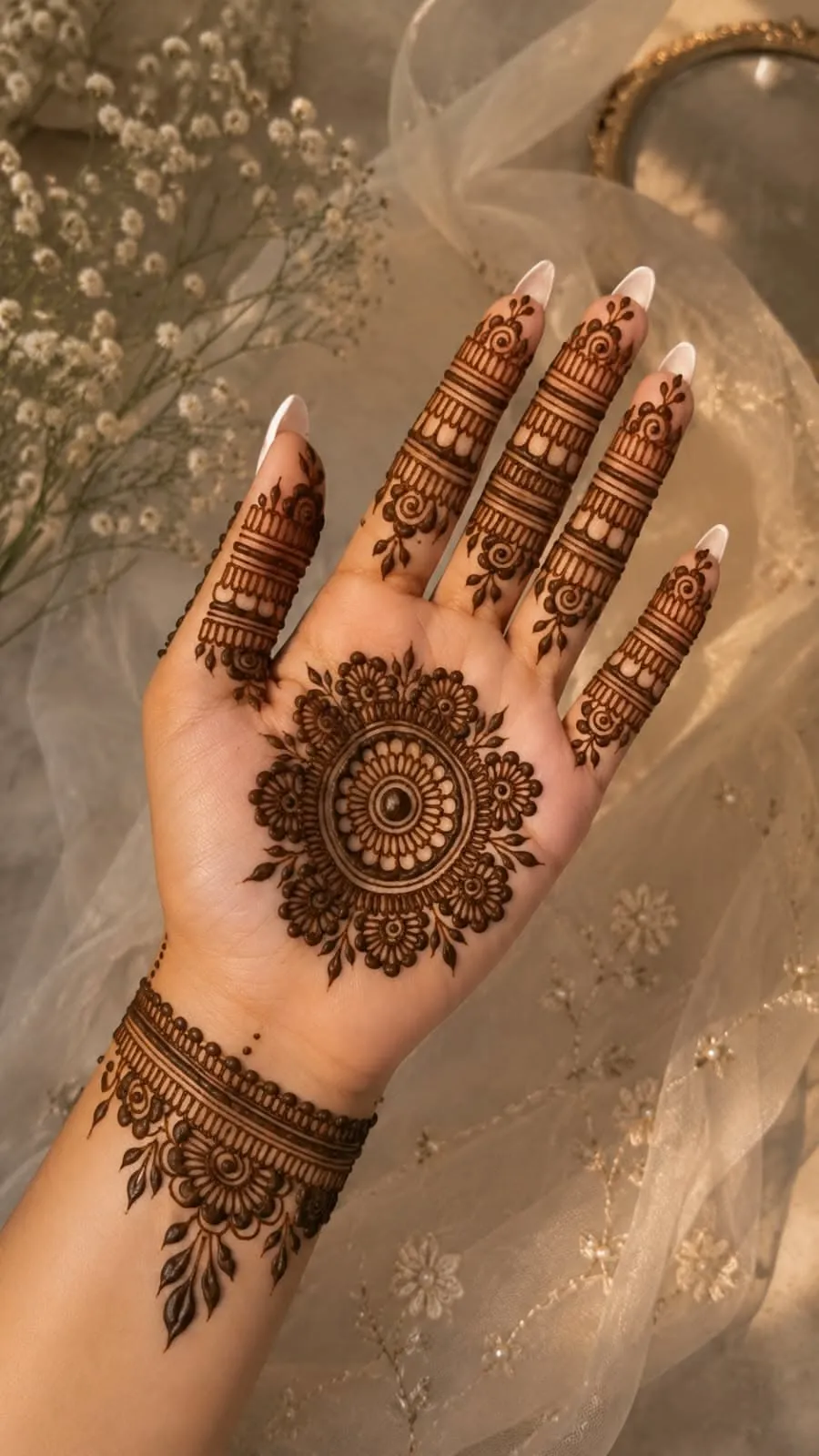 Rabeeca Khan Mehndi Design Front Hand