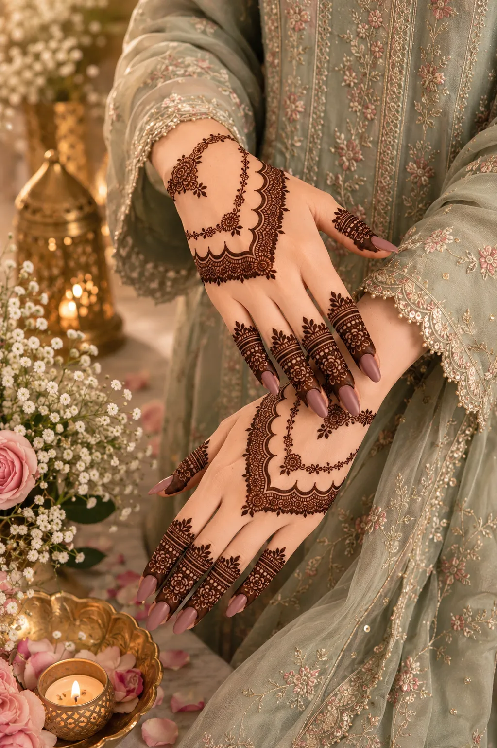 Rabeeca Khan Mehndi Design Front Hand