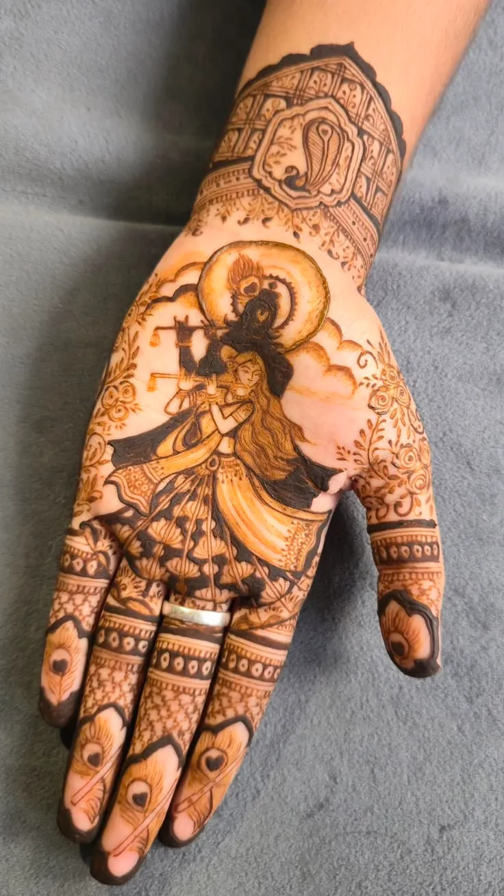 Krishna Mehndi Design Simple