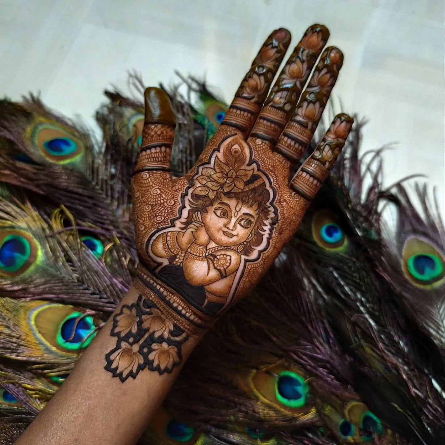 Cute Simple Krishna Mehndi Design