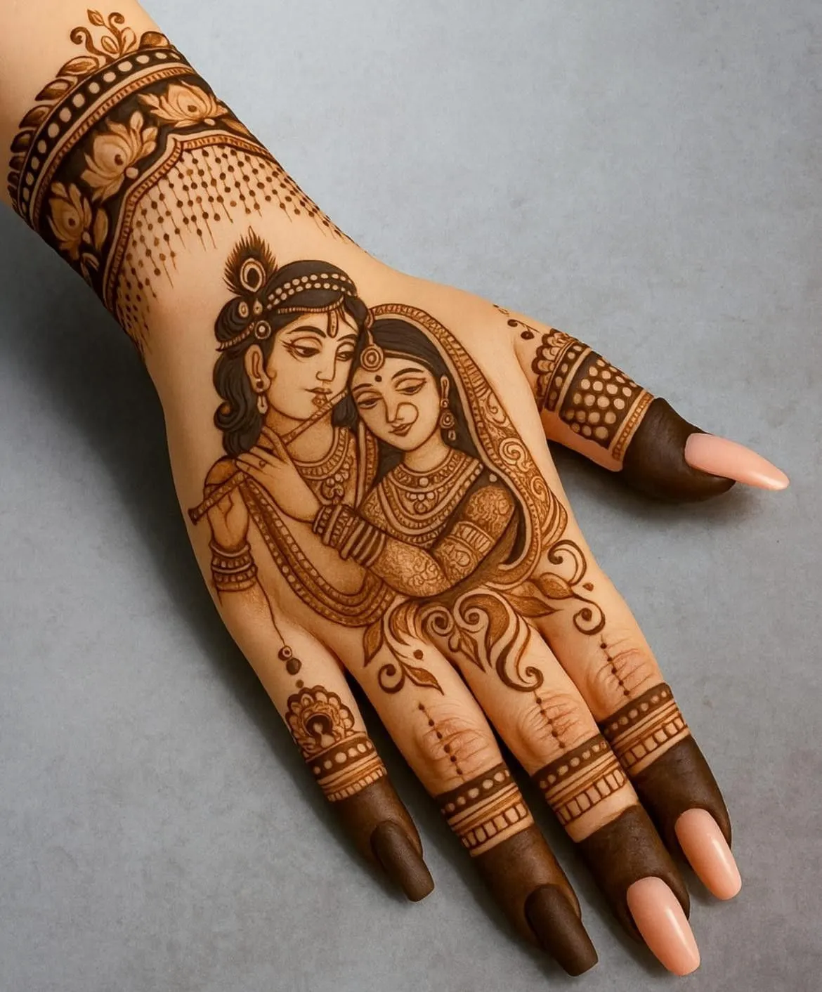 Krishna Mehndi Design Front Hand