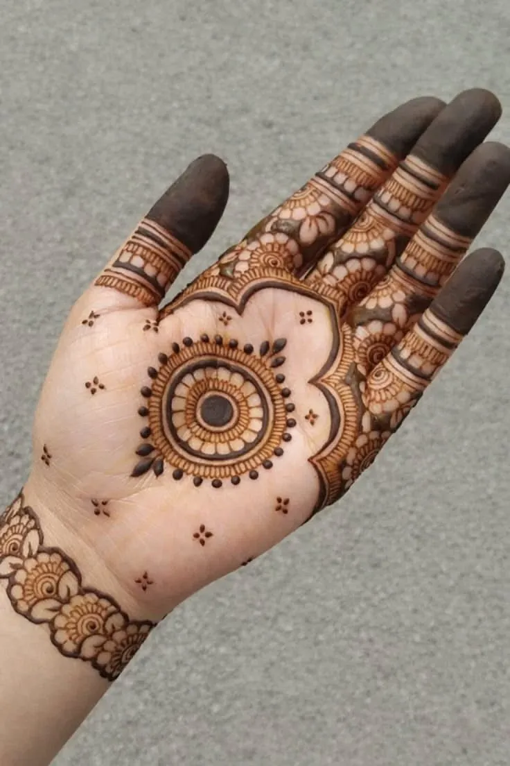 Simple Gol Tikki Mehndi Design Back Hand