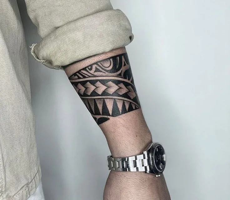 Geometric Armband Tattoo Design Stencil,
