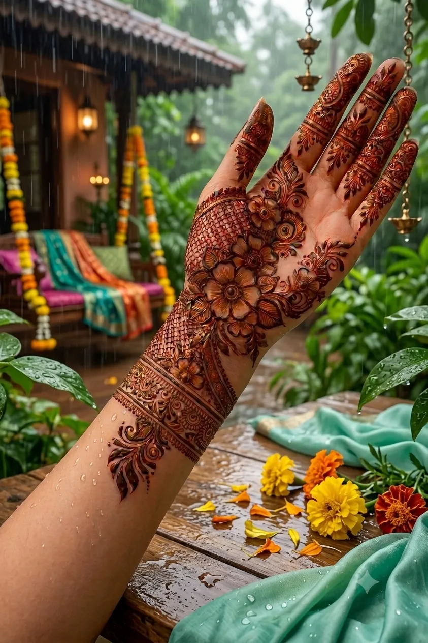 Rabeeca Khan Mehndi Design Front Hand