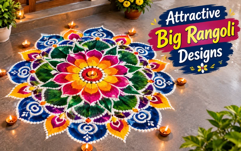 Attractive Big Rangoli Designs: 20+ Beautiful Festive Ideas Attractive Big Rangoli Designs