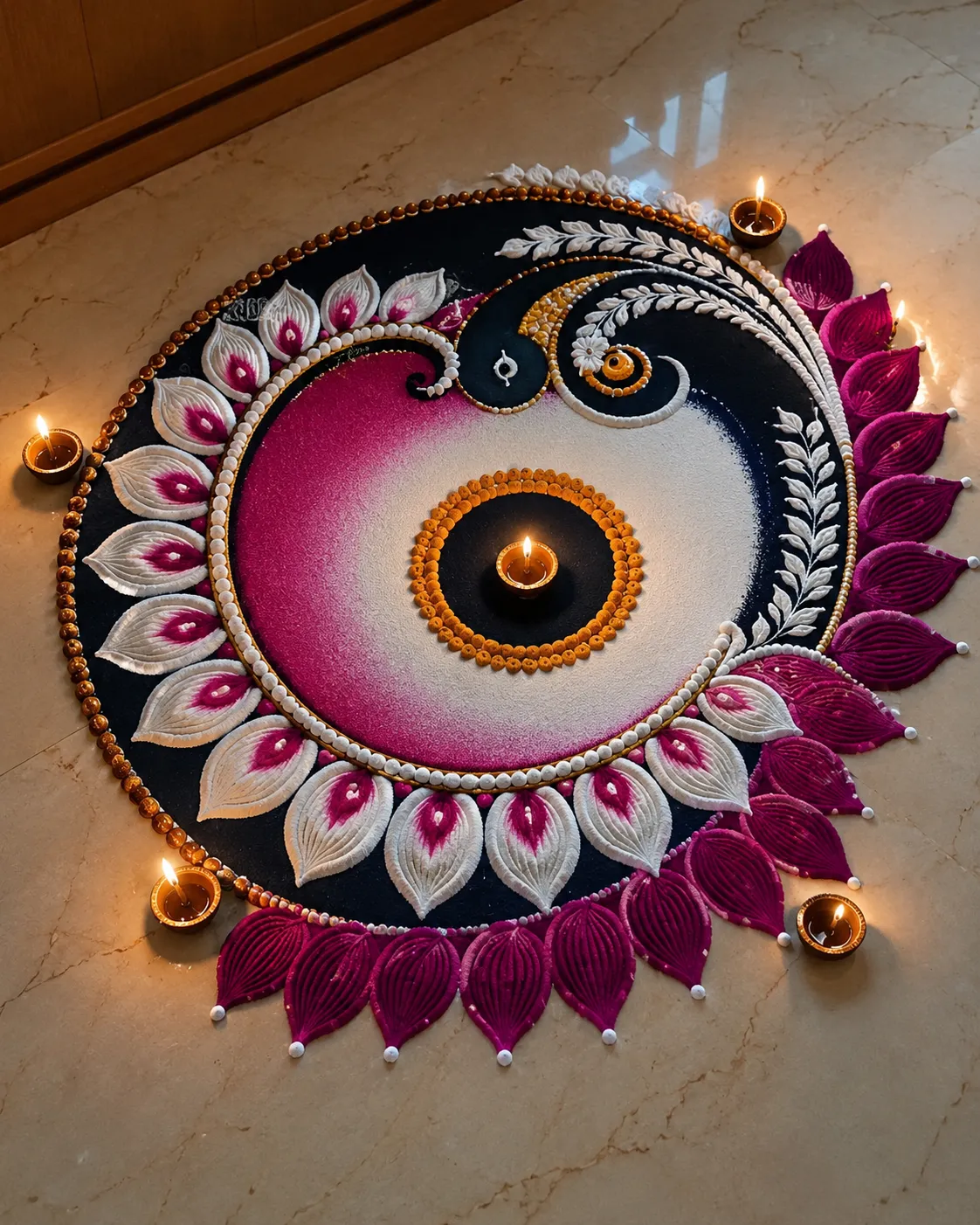 Flower Creative Unique Rangoli Designs1