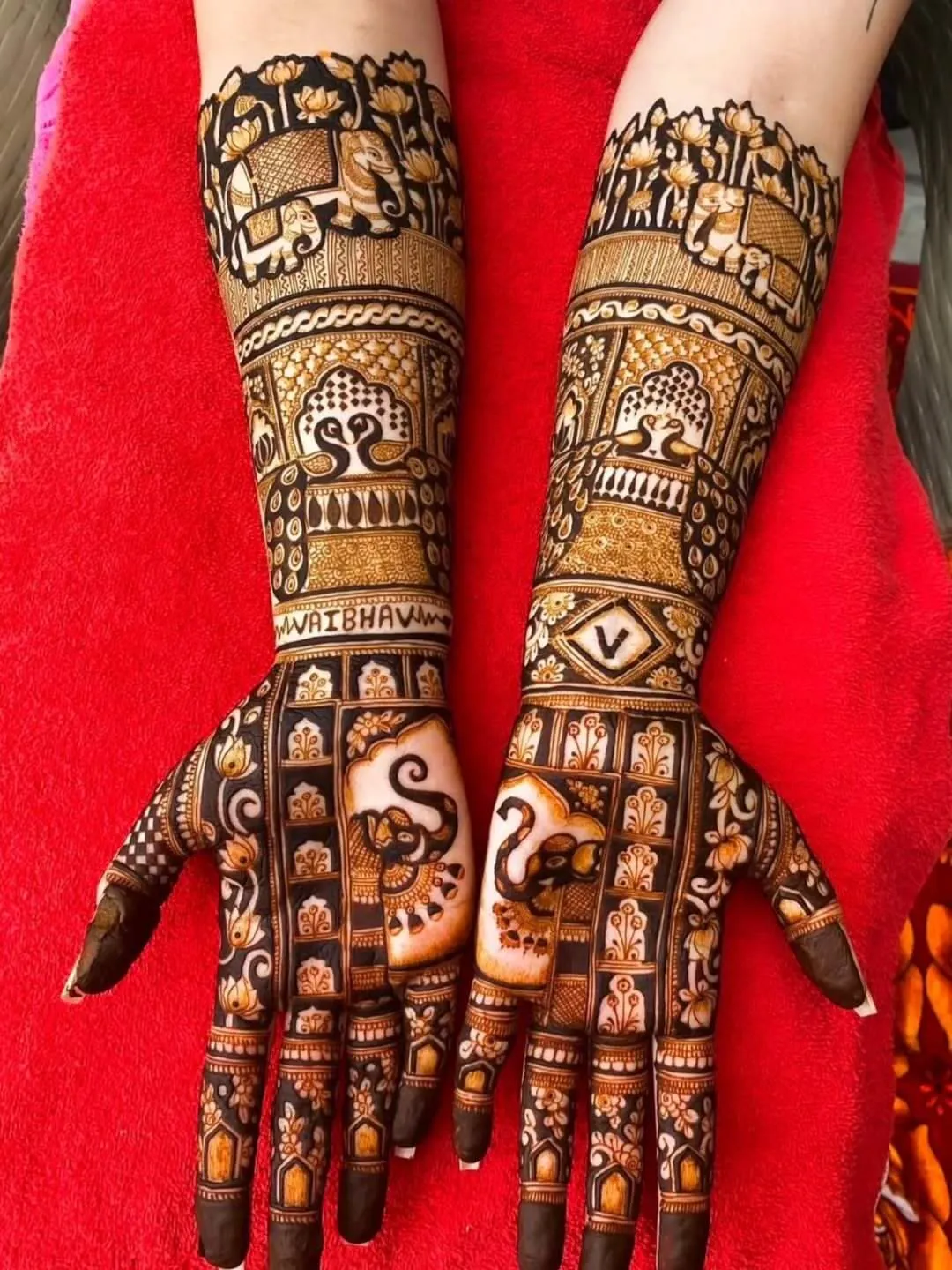 Front Hand Bridal Mehndi Design