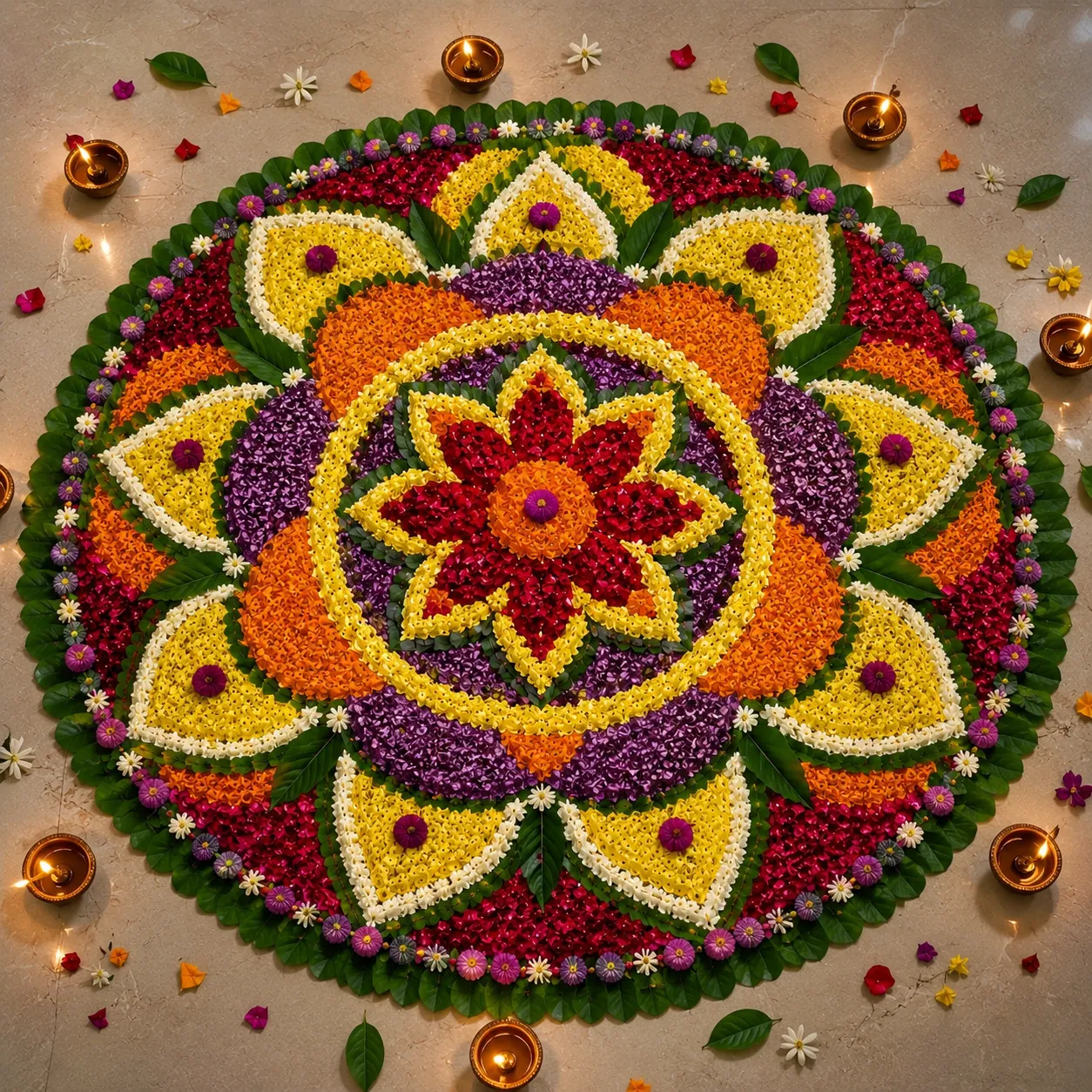 Unique Flower Rangoli Designs