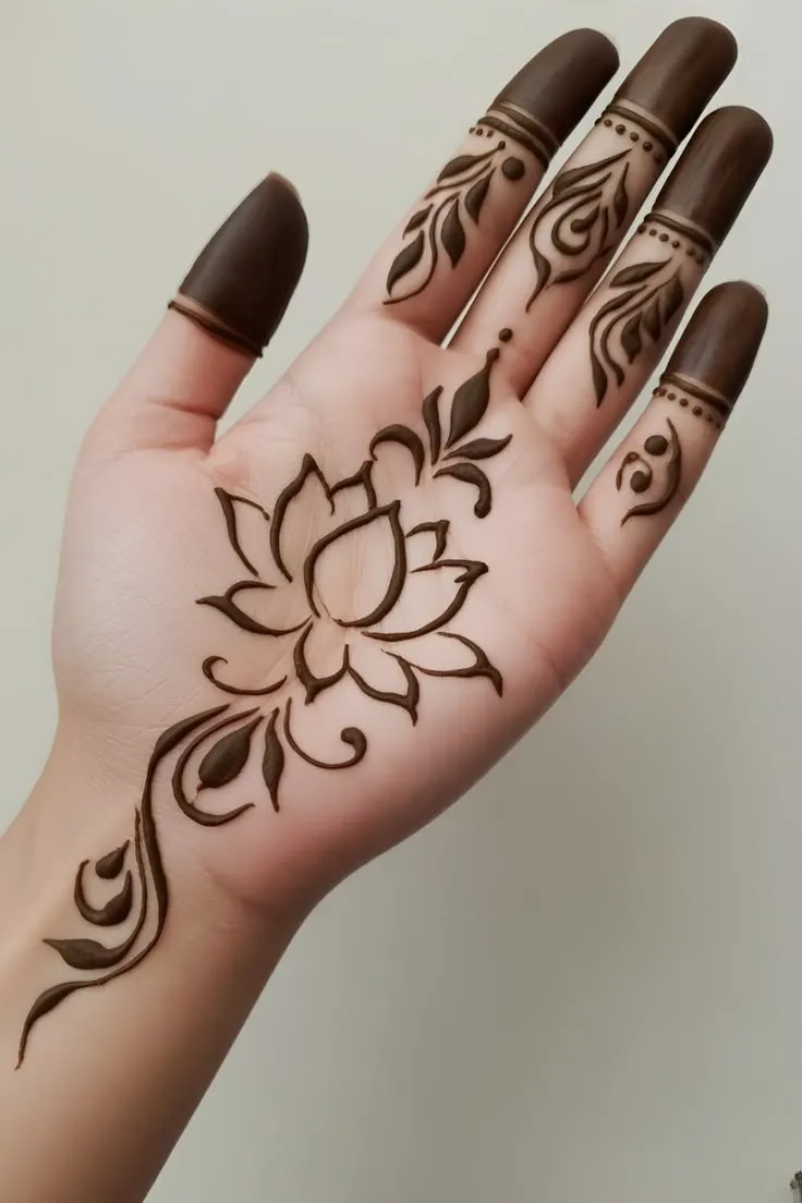Cute Aesthetic Henna Designs Front Hand (3)