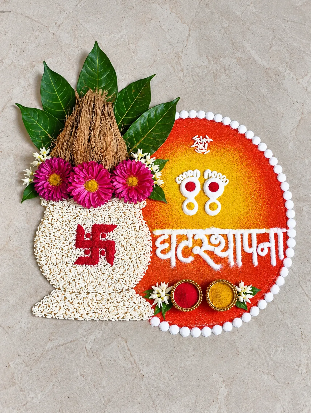 Easy Simple Navratri Rangoli (2)