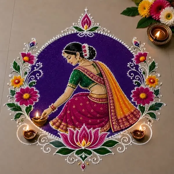Simple Navratri Rangoli Designs (2)