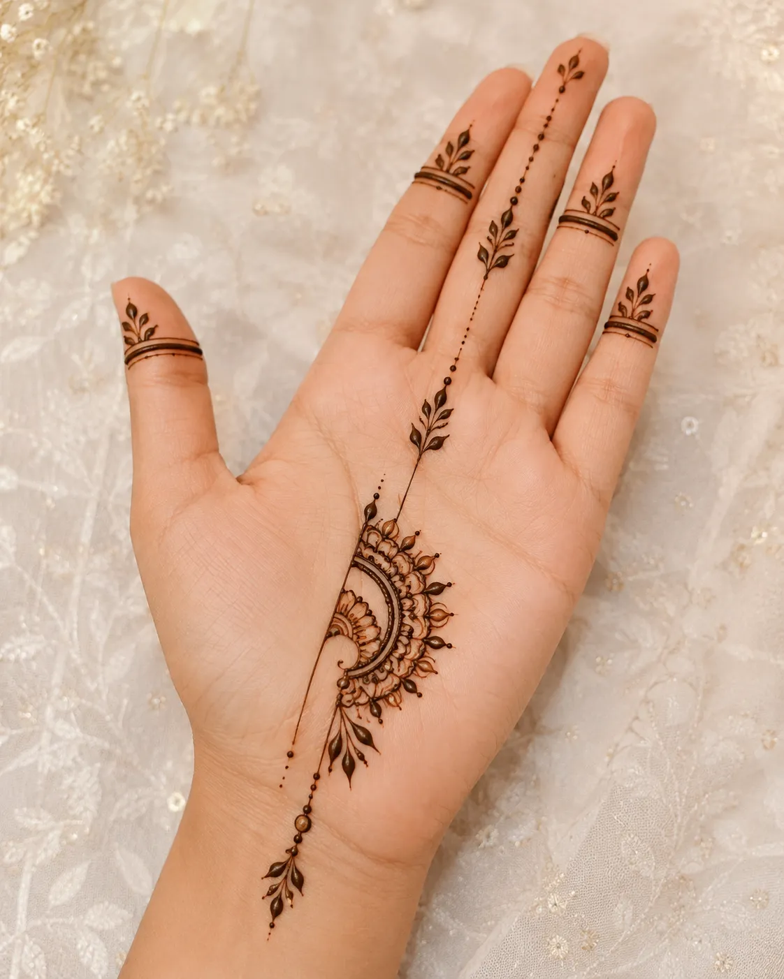 Small Minimalist Henna Designs Front Hand[